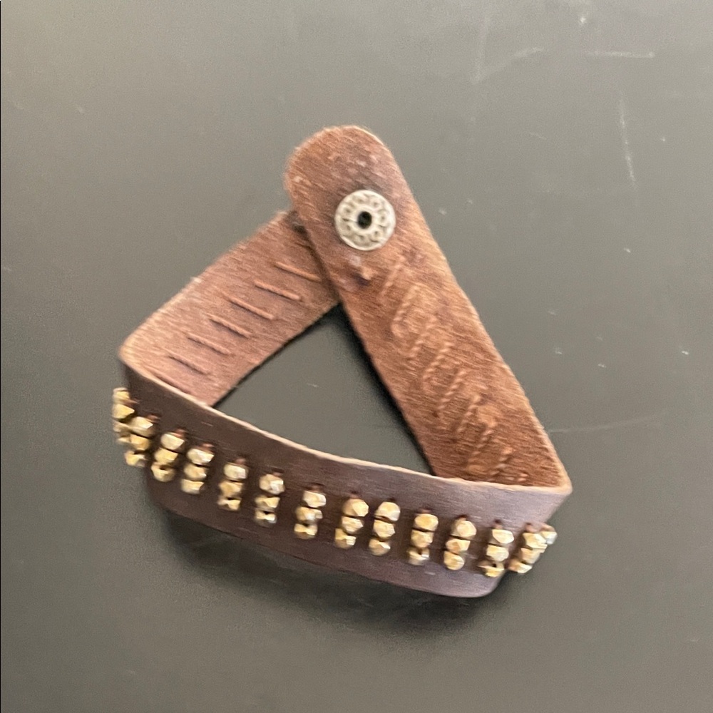 Brown Leather Studded Wrap Bracelet